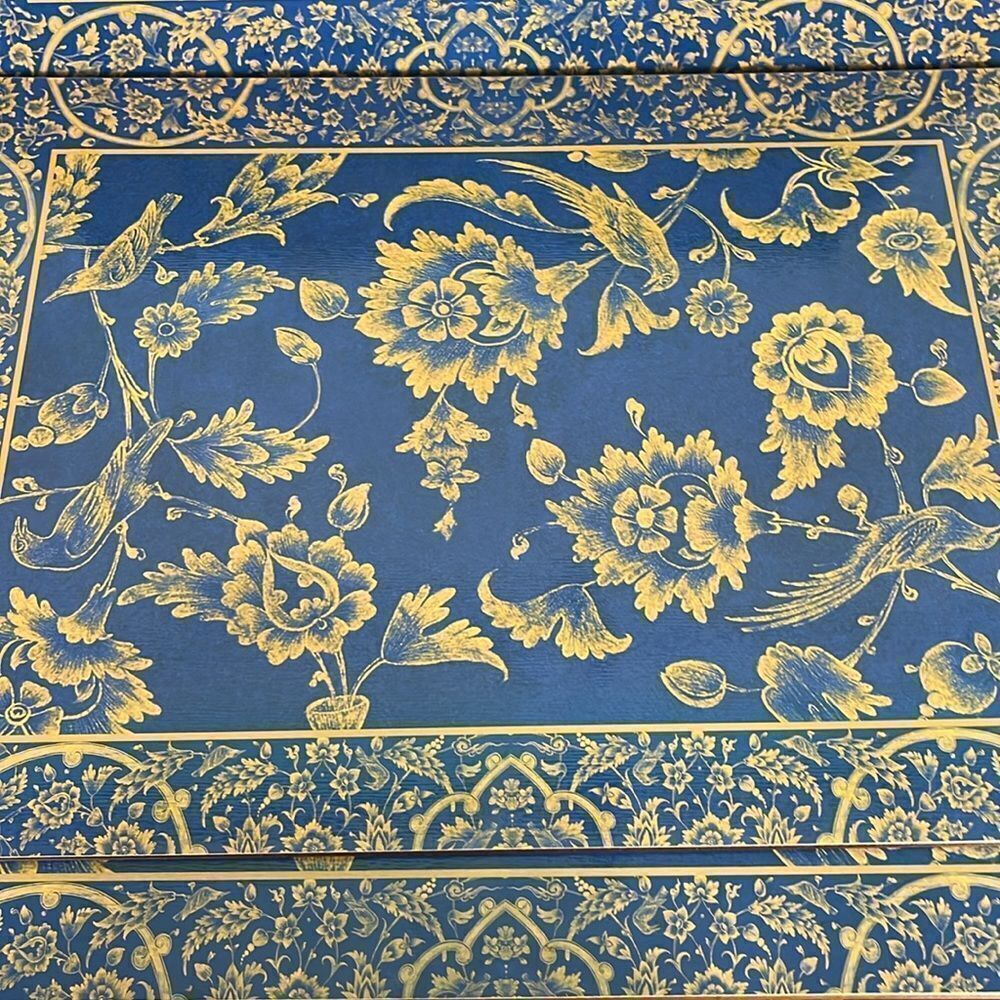 Metropolitan Museum of Art Placemats Royal Indian Floral Lapis Blue Set of 4 EUC